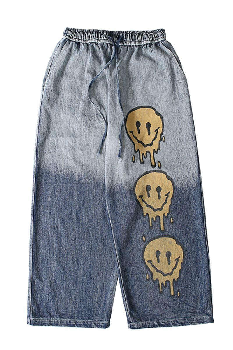 CZ Melting Smiley Printed Jeans