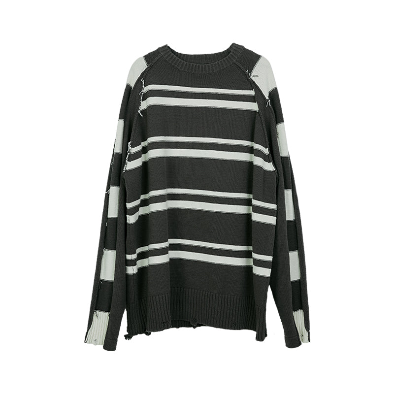 STEEPC Striped Distressed Sweater