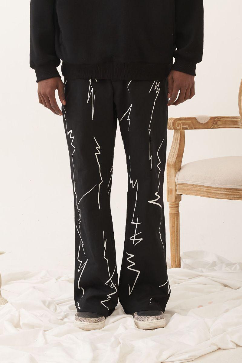 Empty Reference Lightnings Printed Flared Trousers