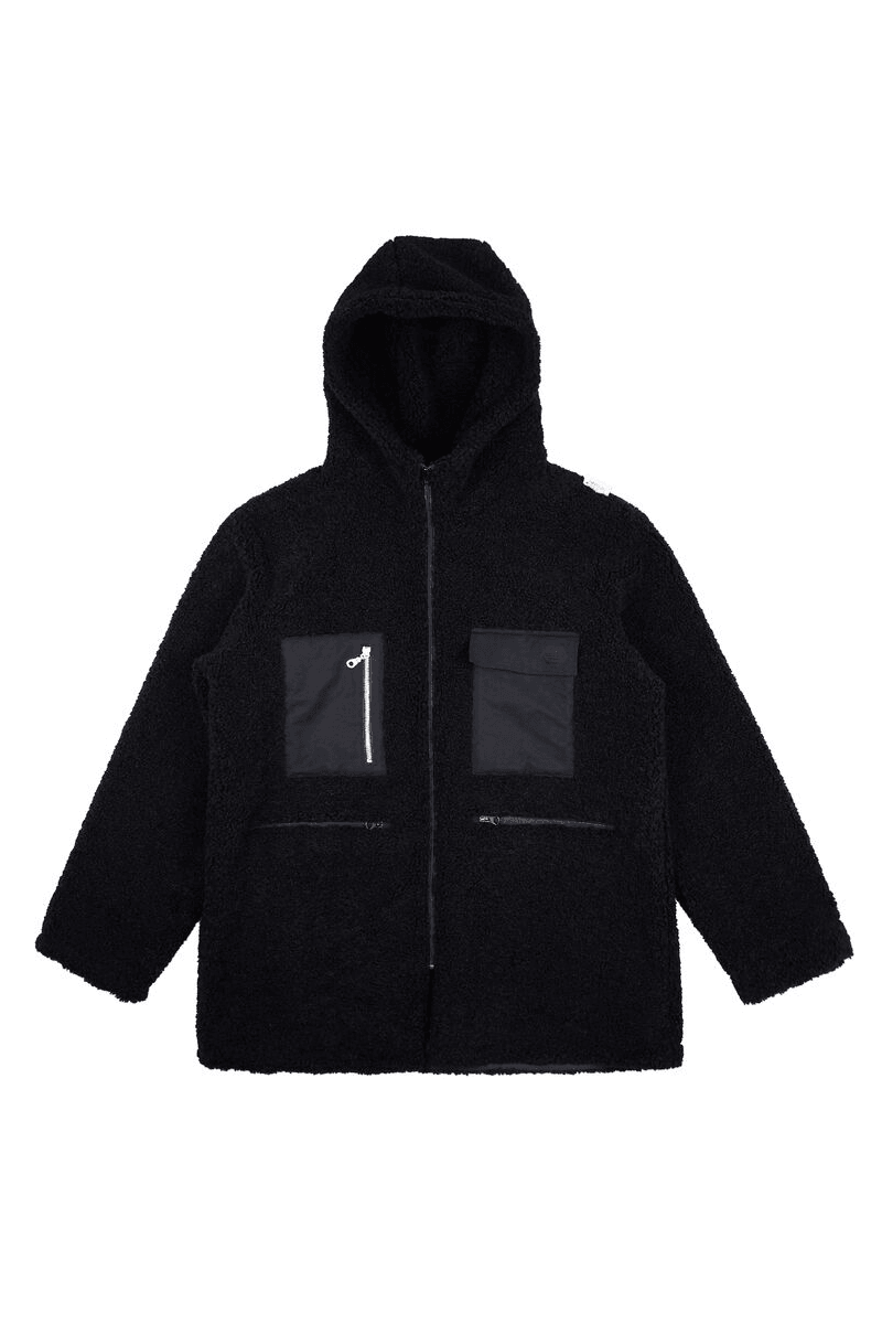 Empty Reference Black Sherpa Hooded Coat