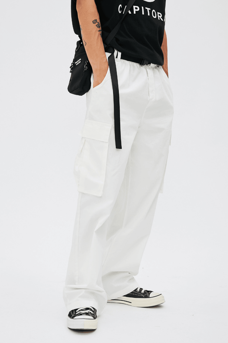 CZ White Straight Belt Cargos