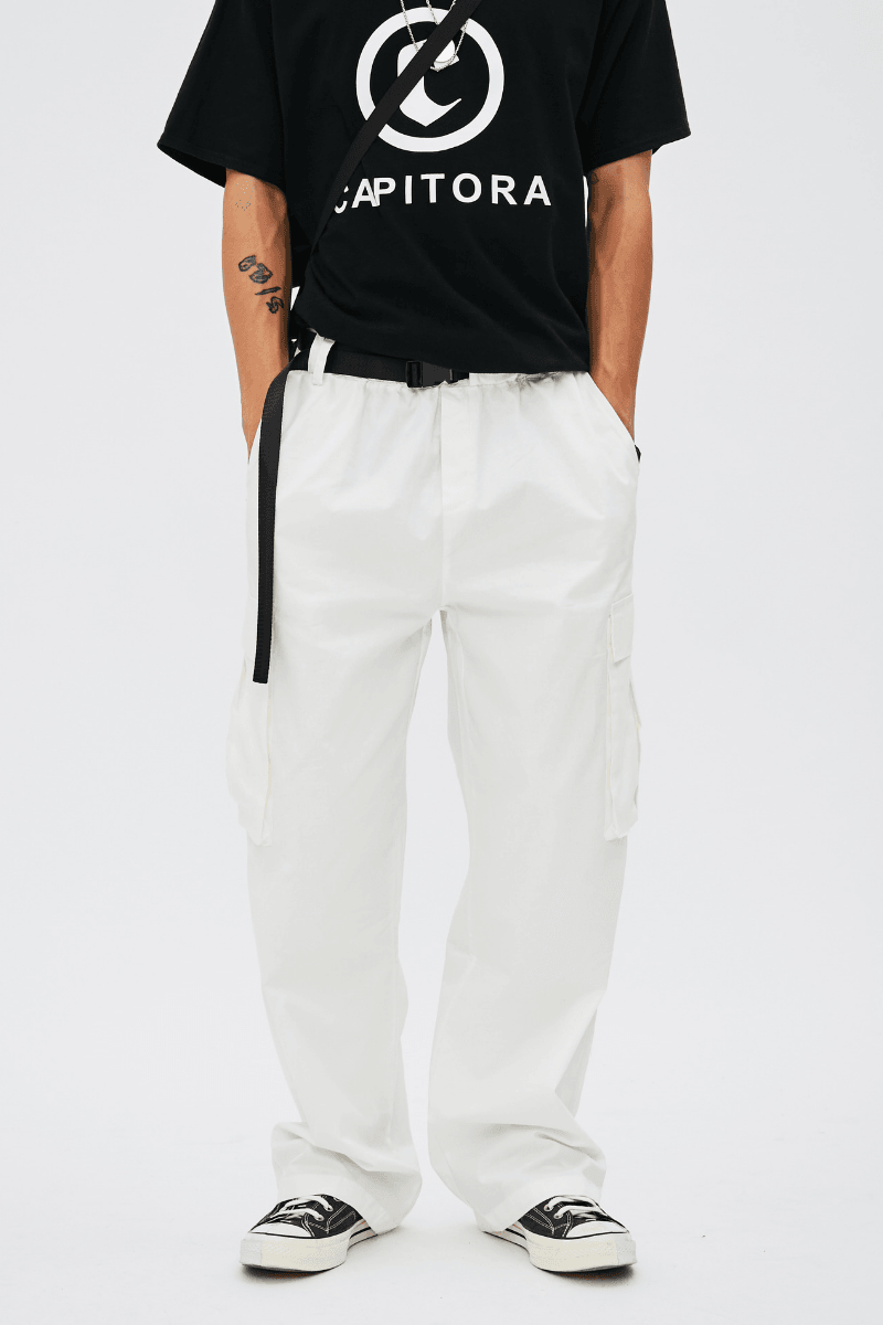 CZ White Straight Belt Cargos