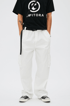 CZ White Straight Belt Cargos