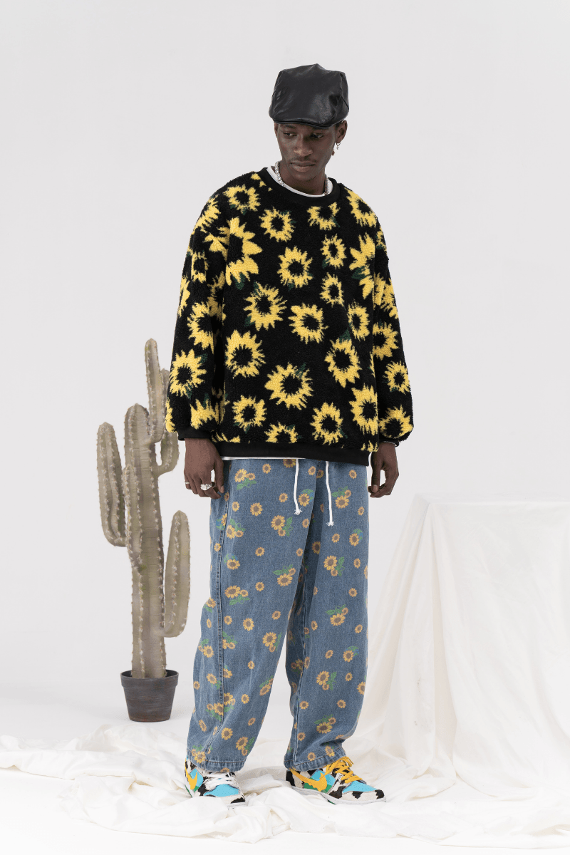 CZ Sunflower Printed Jeans