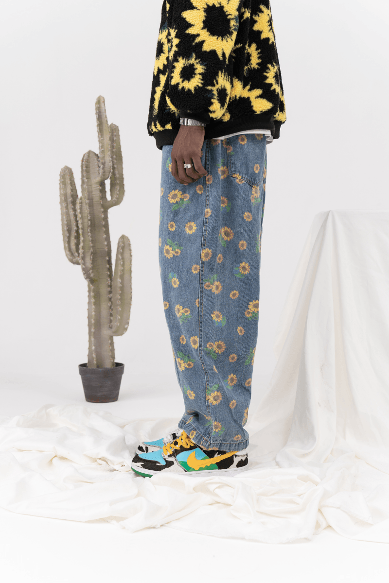 CZ Sunflower Printed Jeans