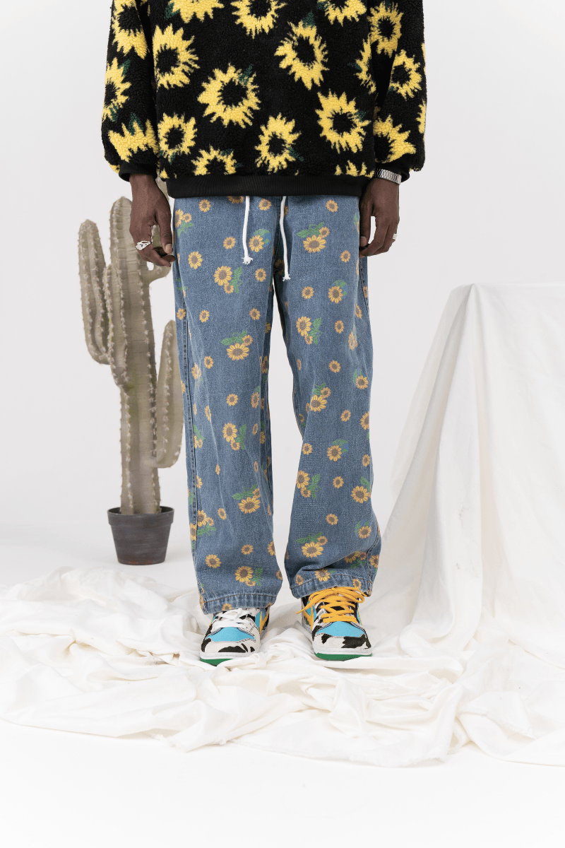 CZ Sunflower Printed Jeans