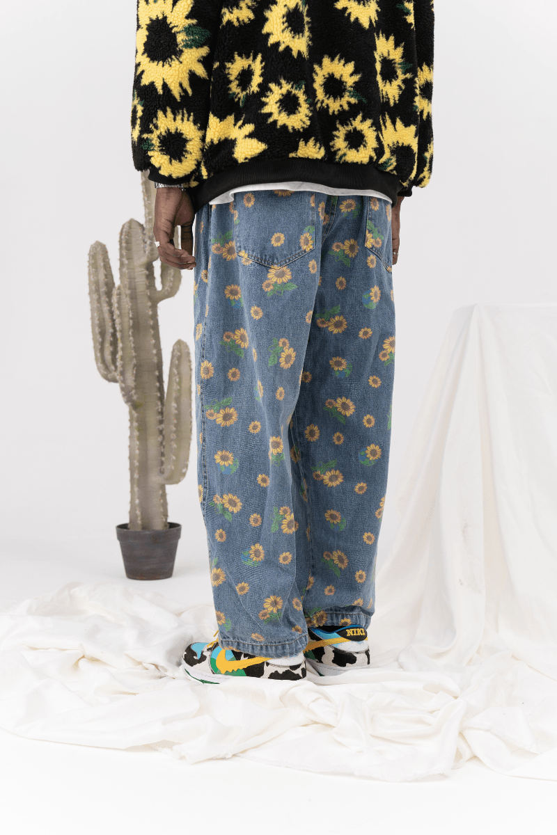 CZ Sunflower Printed Jeans