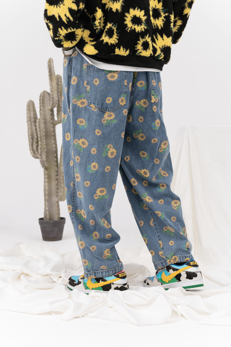CZ Sunflower Printed Jeans