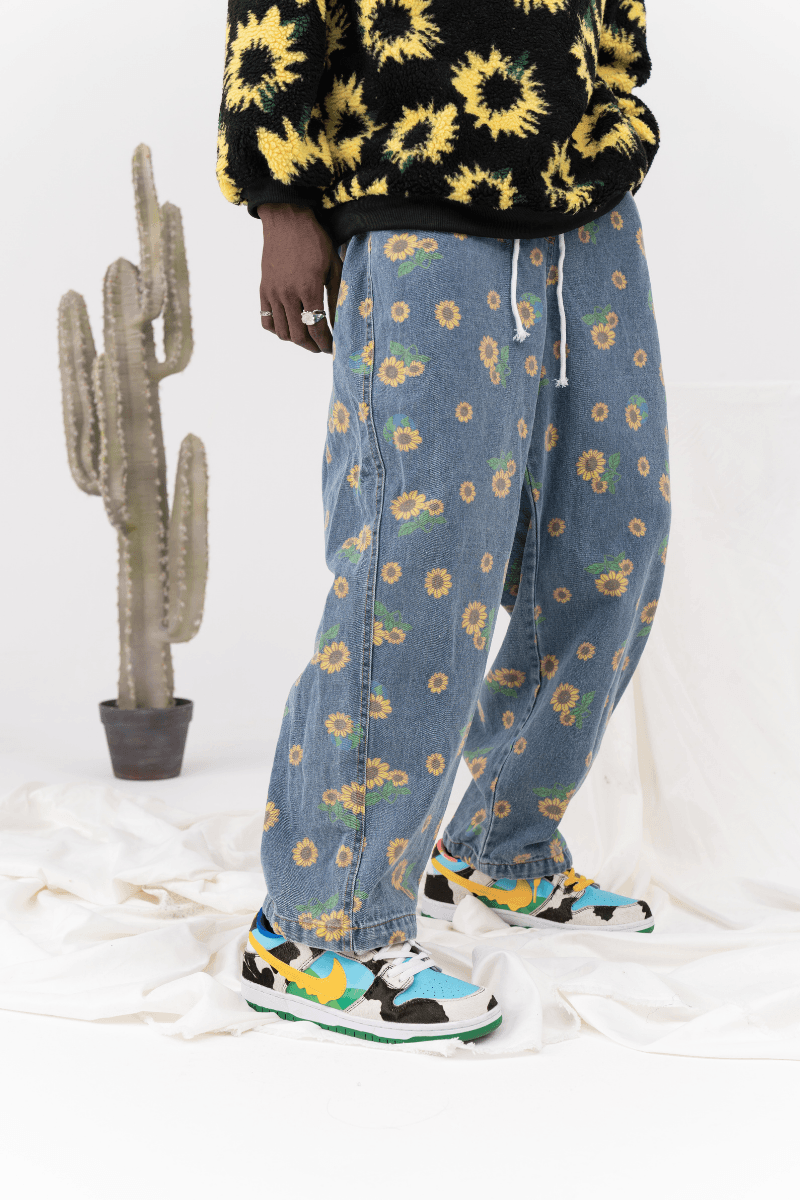 CZ Sunflower Printed Jeans