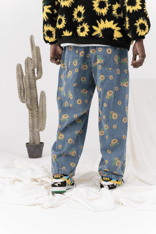 CZ Sunflower Printed Jeans