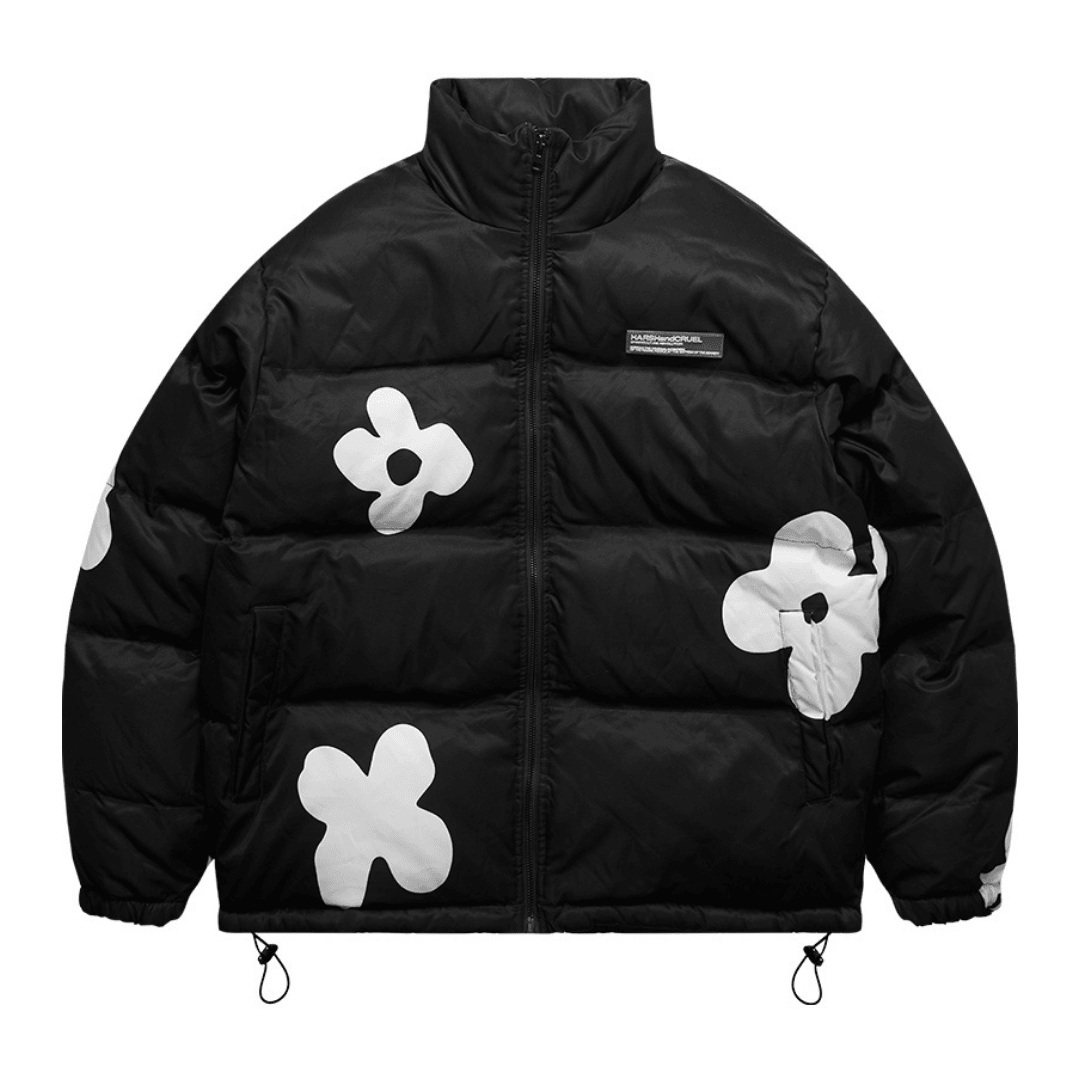 Handpainted Flowers Down Jacket - US Only