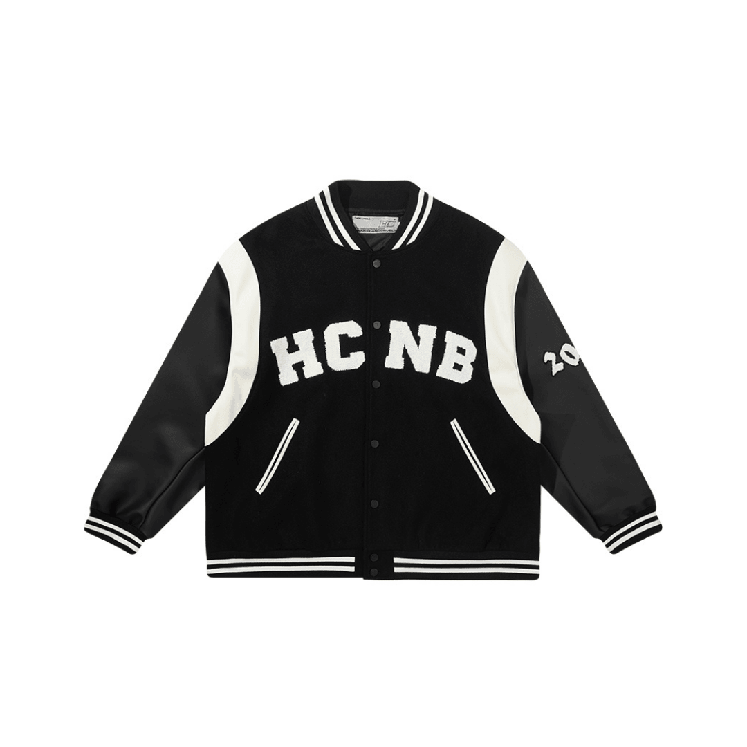 H/C Embroidered Letters Varsity Jacket