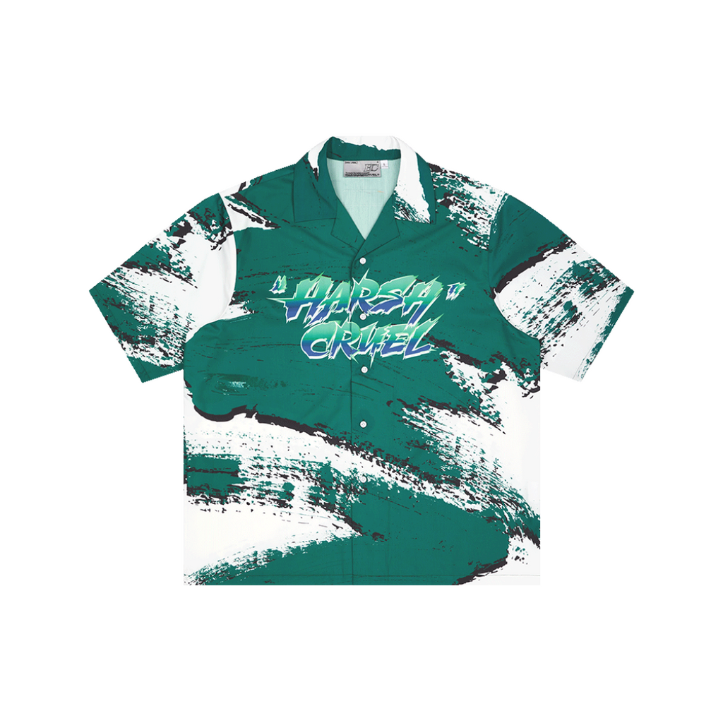 H/C Gradient Logo Brush Printed Cuban Shirt