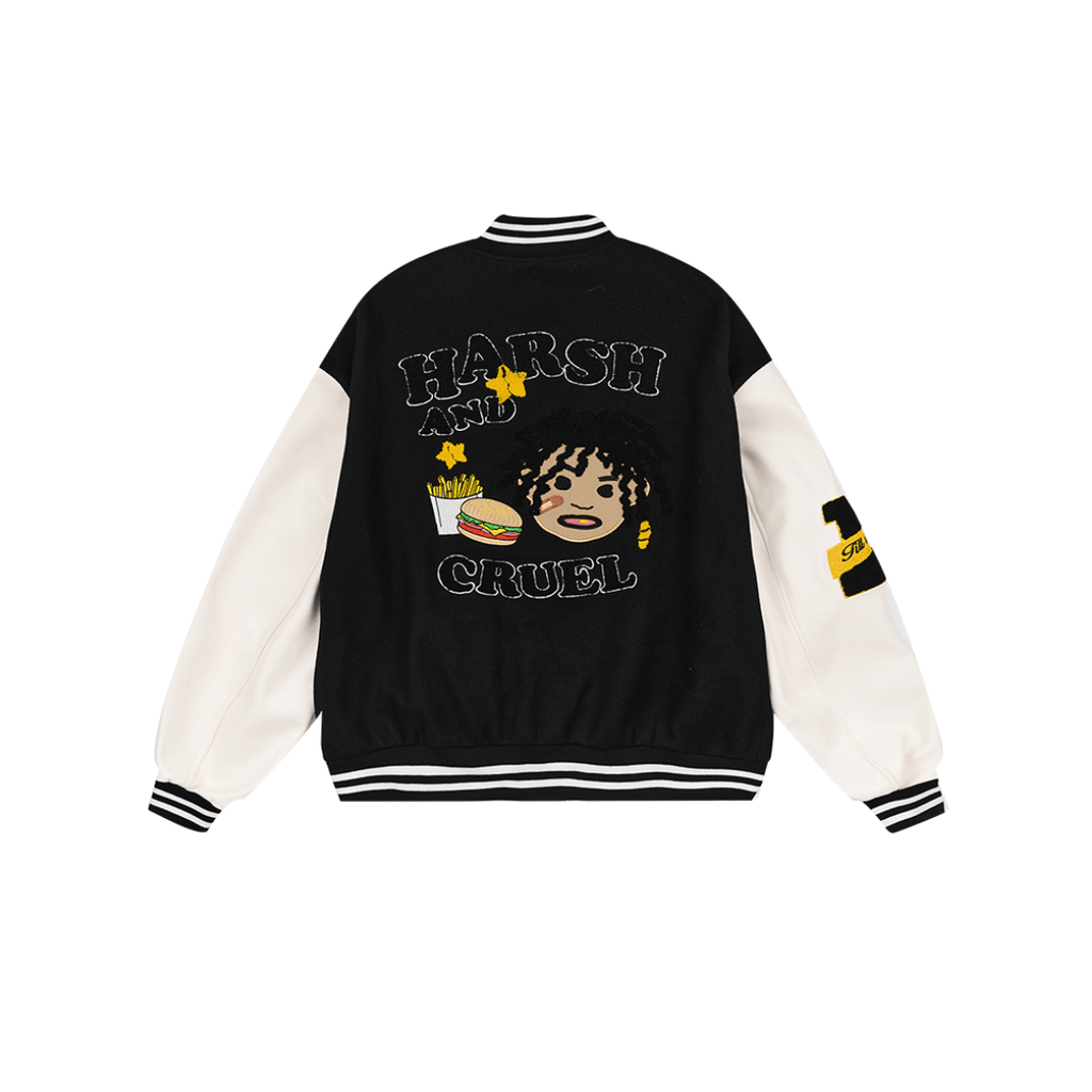 H/C Cartoon Meal Embroidered Varsity Jacket