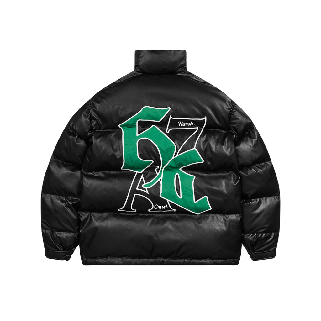 H/C Goth Font Printed Down Jacket