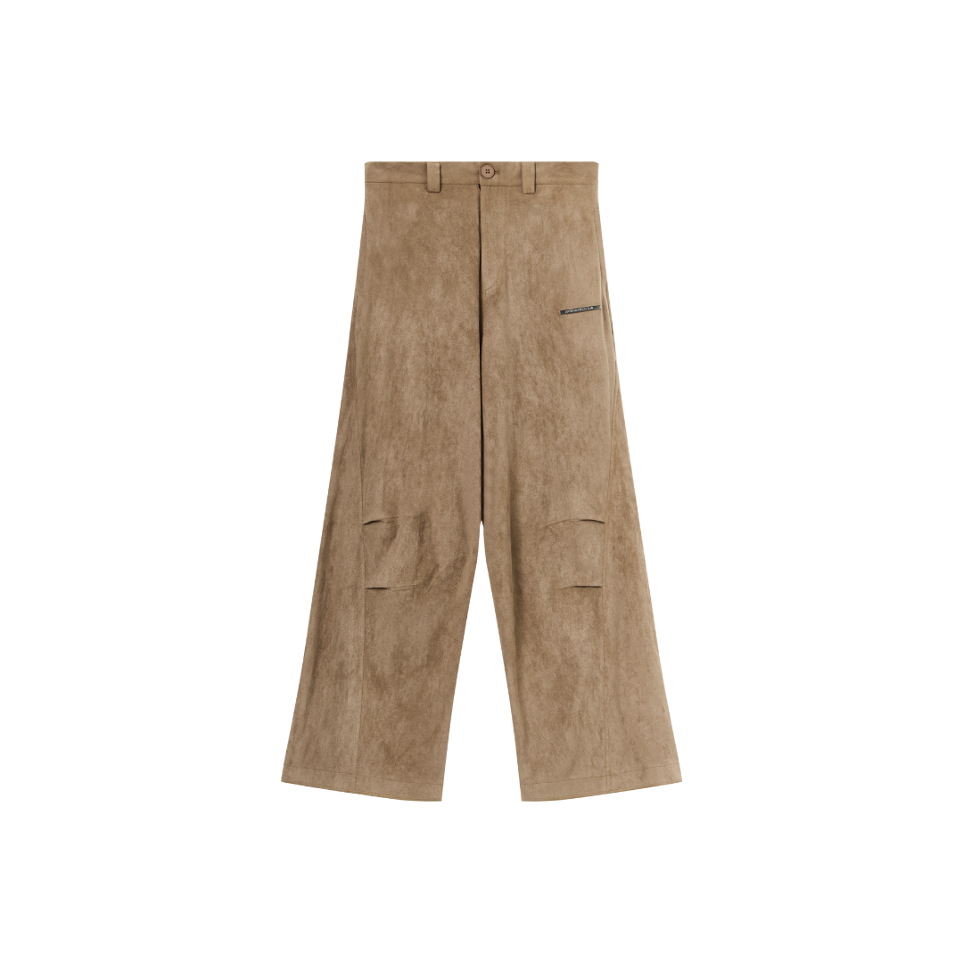 Suede Pleated Flared Trousers - EU Only