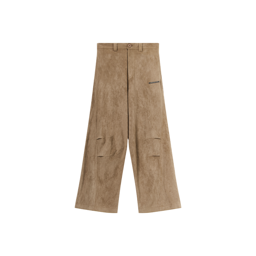 Suede Pleated Flared Trousers - EU Only