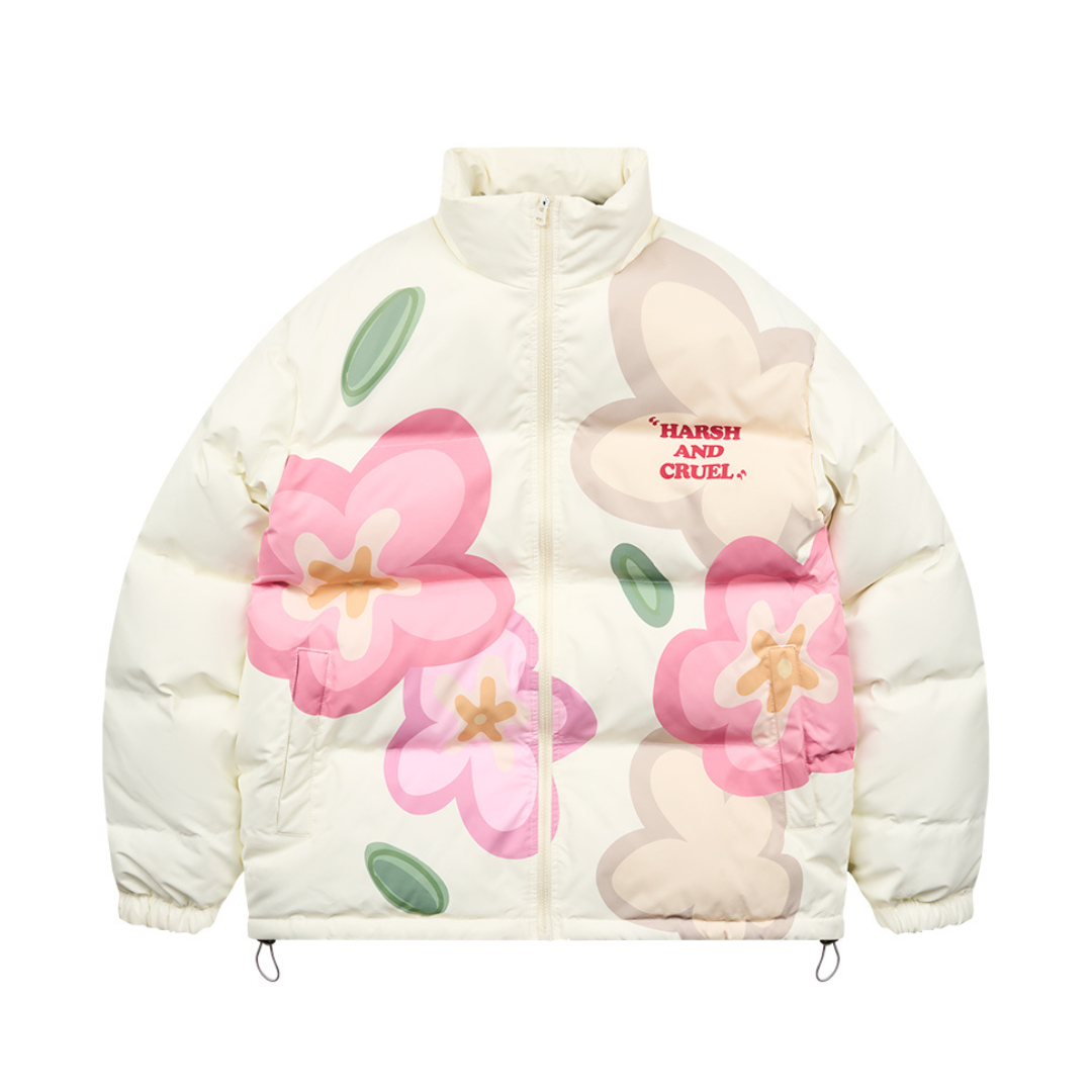 H/C Cartoon Flowers Down Jacket