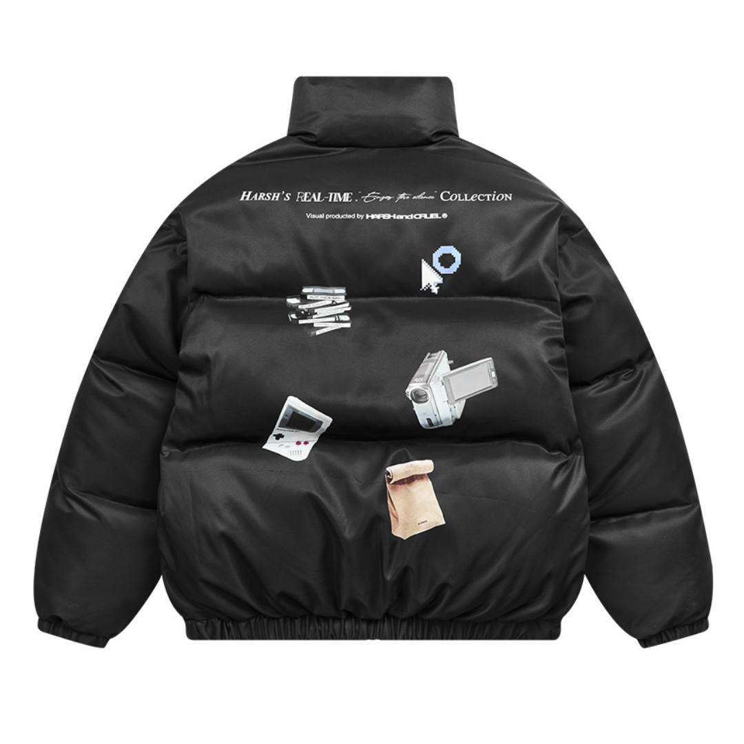 H/C Retro Nostalgia Printed Down Jacket