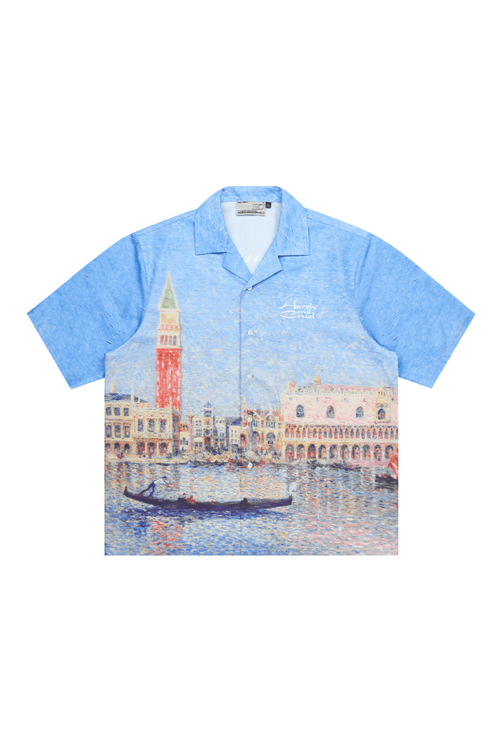 Venice Landscape Pointillism Painting Cuban Shirt