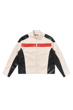 Colorblock Leather Racing Jacket