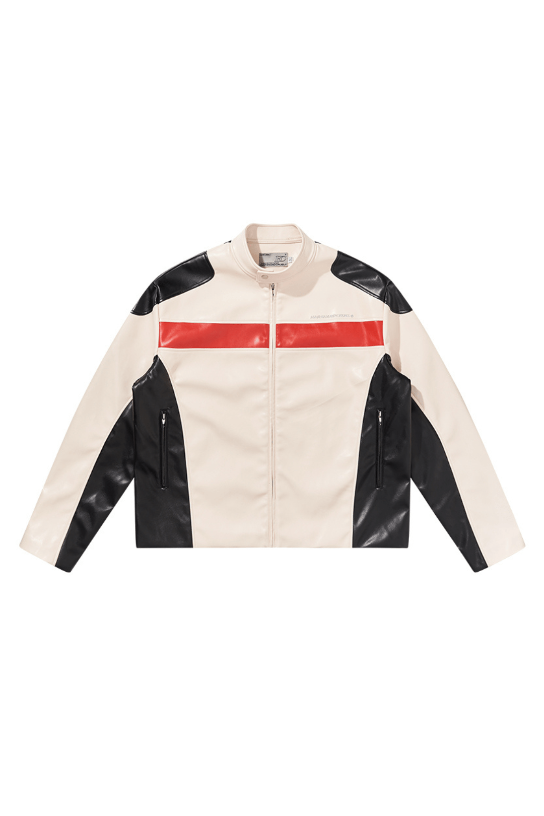 Colorblock Leather Racing Jacket