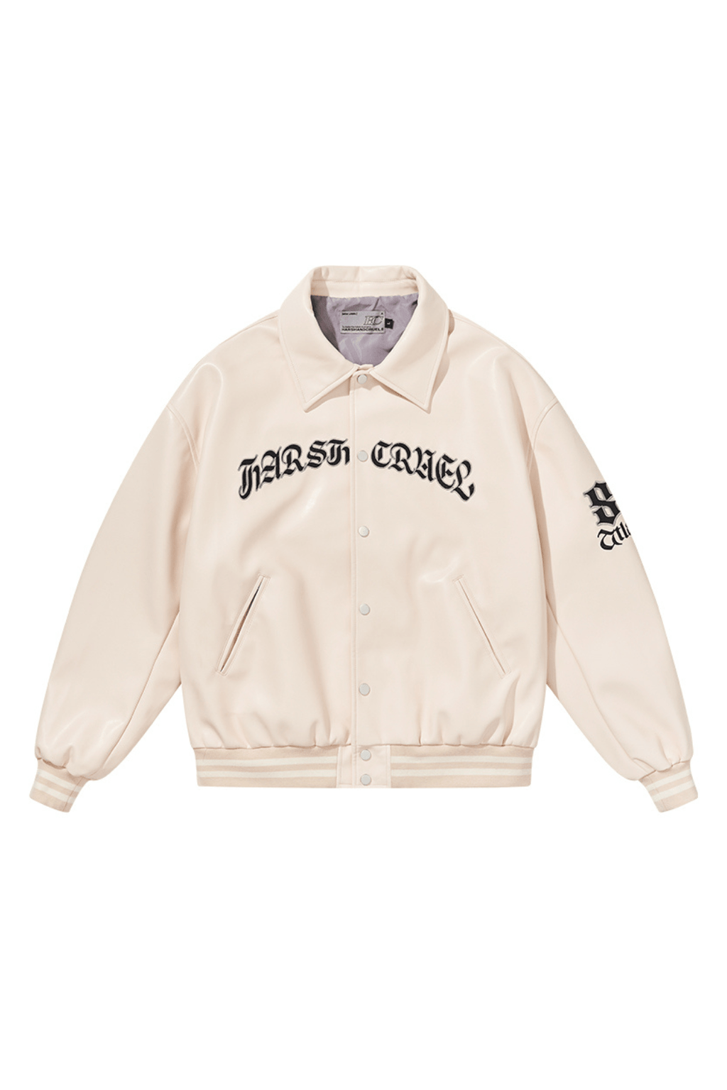 Embroidered Loose Leather Jacket