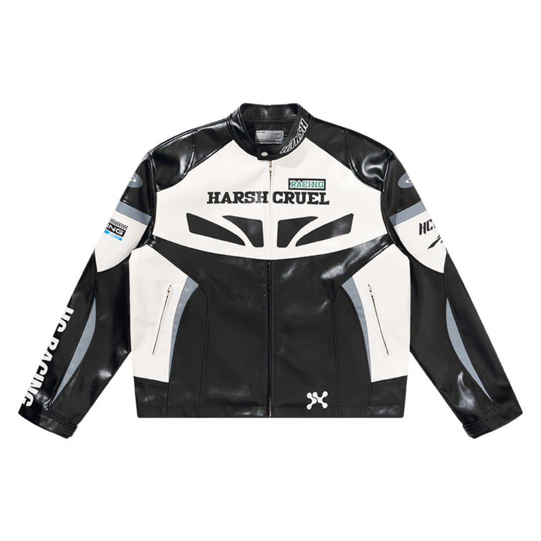 Retro Splicing Leather Racing Jacket