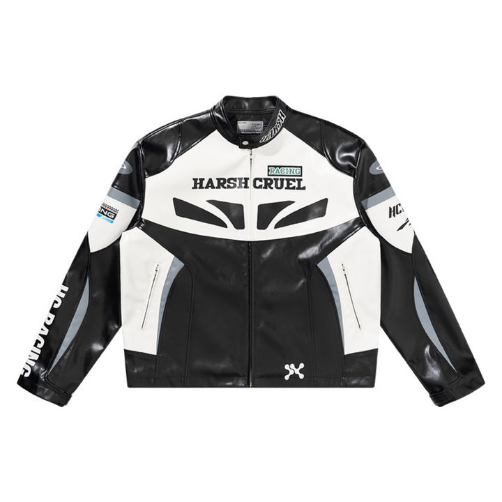 Retro Splicing Leather Racing Jacket