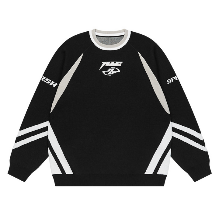Contrast Racing Knitted Sweater