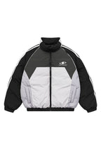 Contrast Splicing Striped Logo Jacket