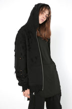 Unknown World Distressed Zipper Hoodie