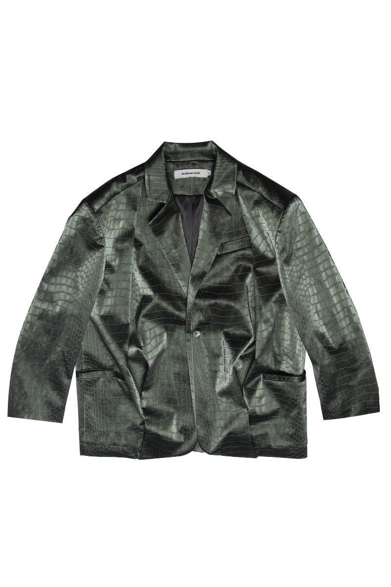 BNP Crocodile Pattern Leather Suit Jacket