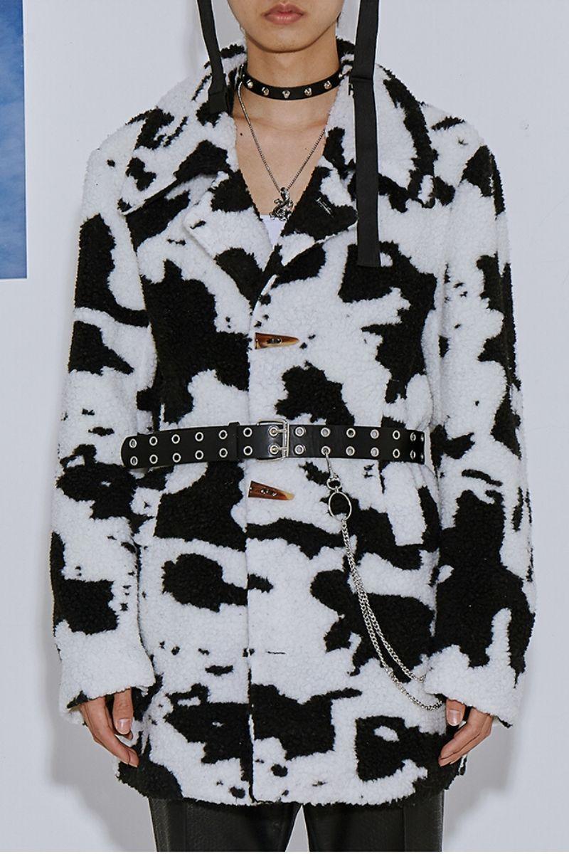 Mix7 Cow Pattern Sherpa Coat