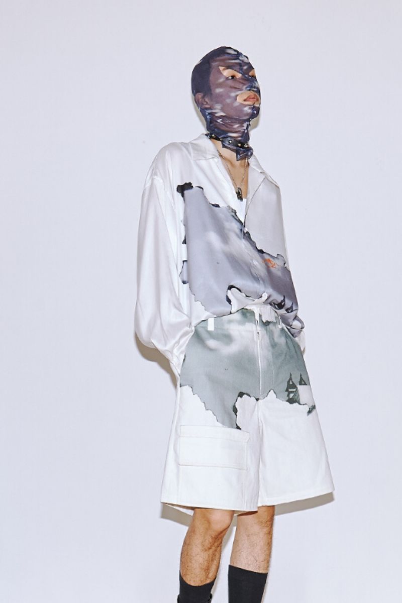 Mix7 White Print Cuban L/S Shirt