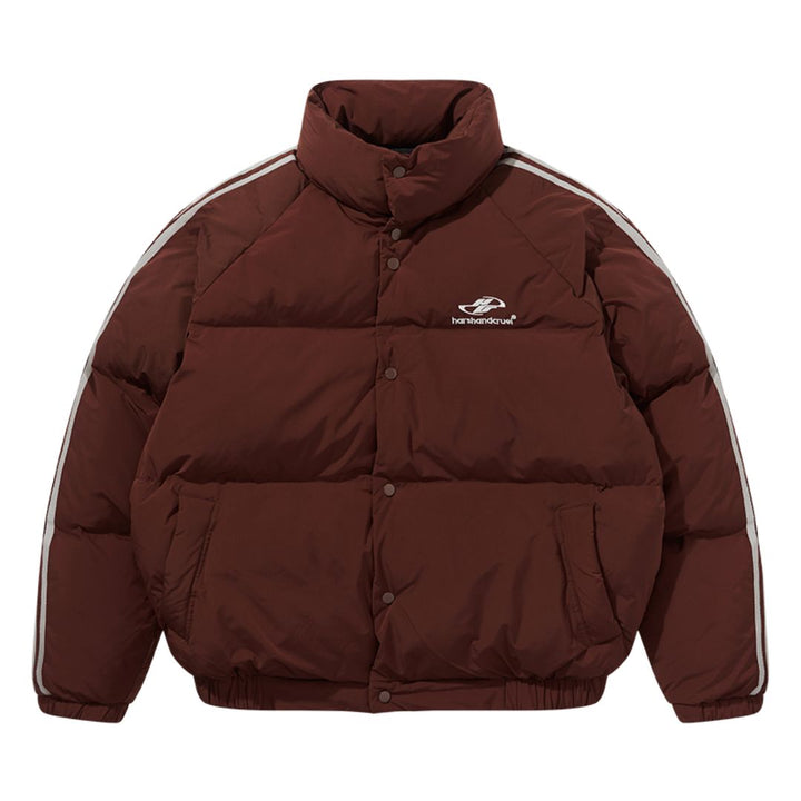 Striped Sleeves Embroidered Logo Down Jacket