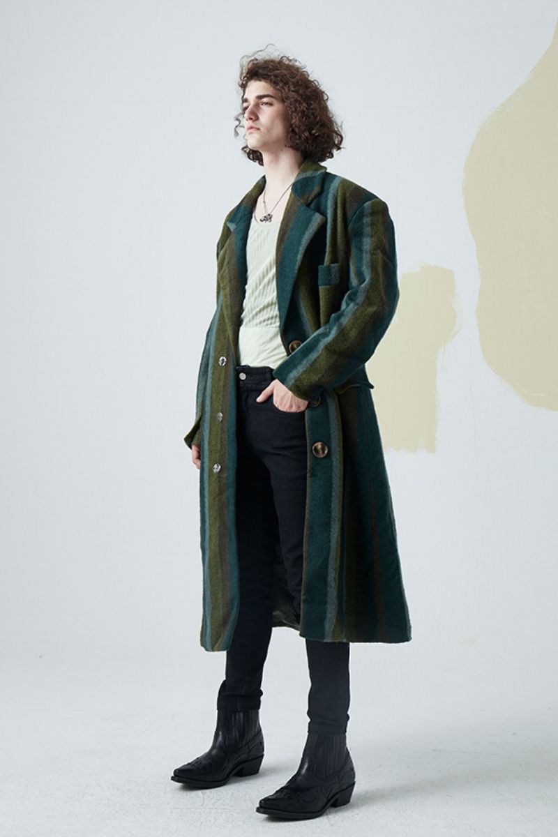 Mix7 Striped Woolen Coat