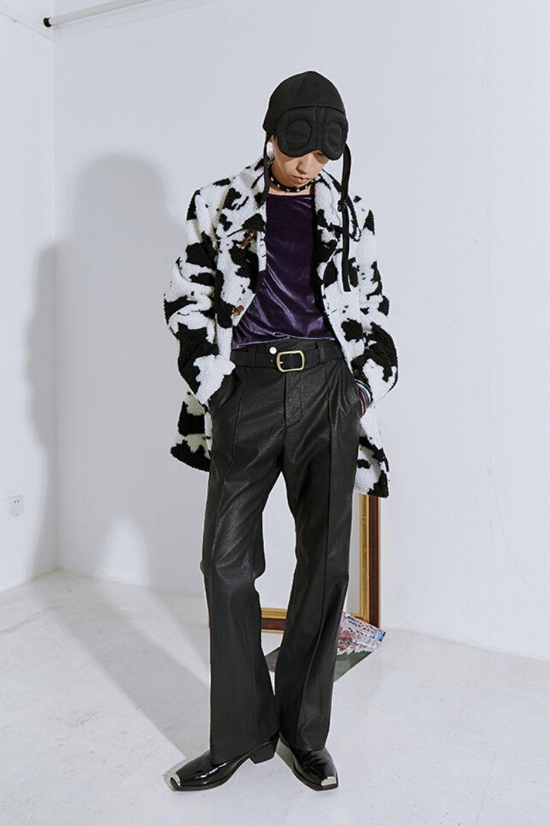 Mix7 Cow Pattern Sherpa Coat