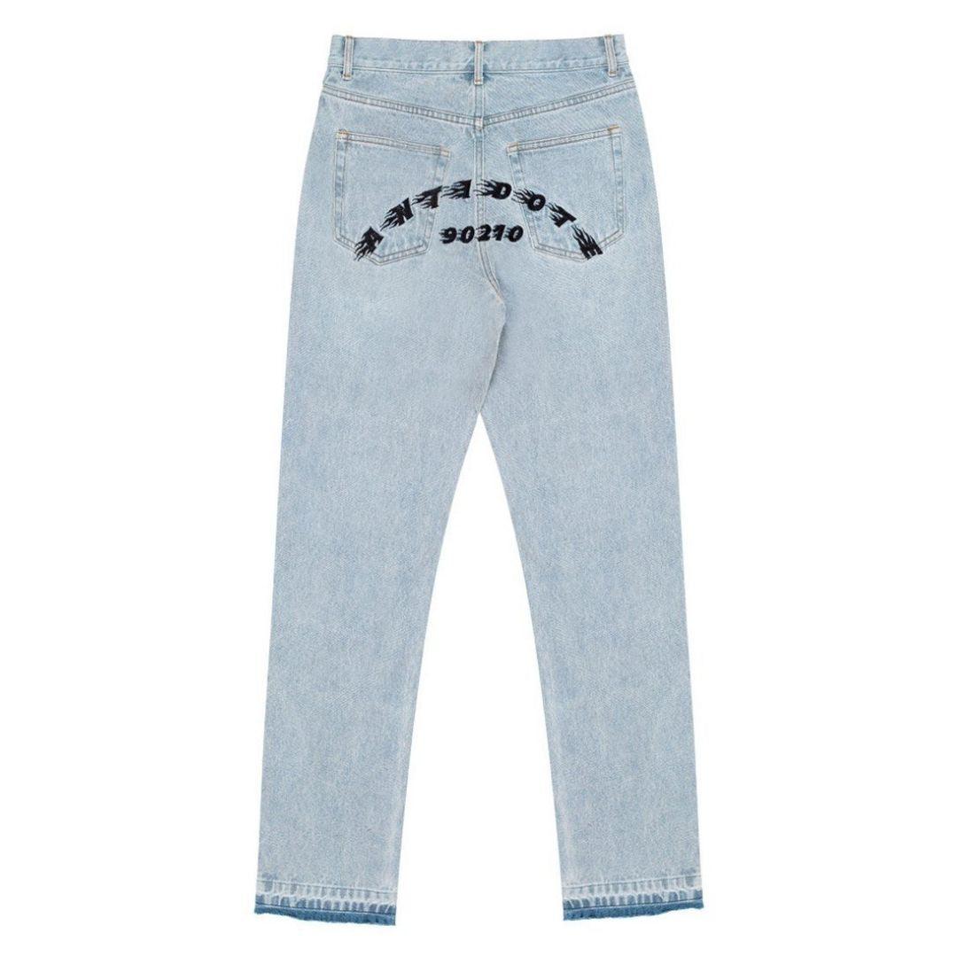 Washed Embroidered Logo Denim
