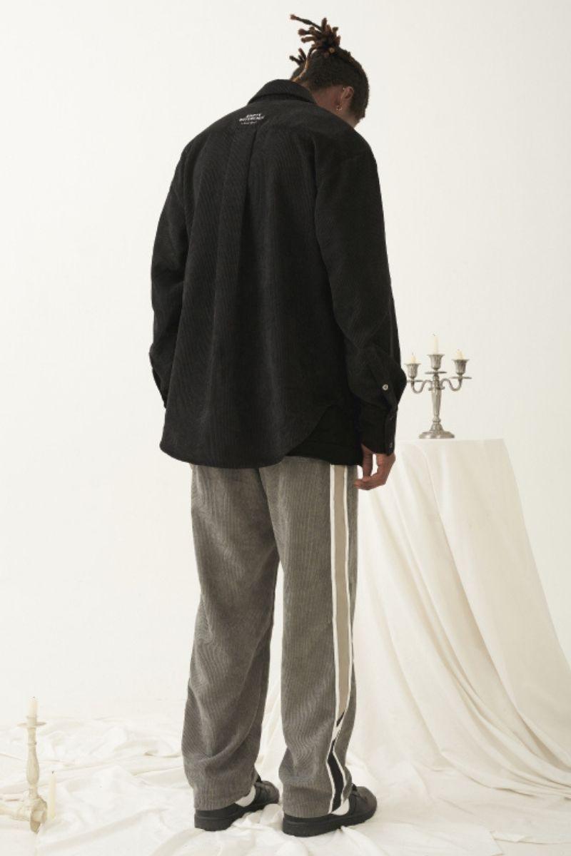Empty Reference Gray Corduroy Stitched Trousers