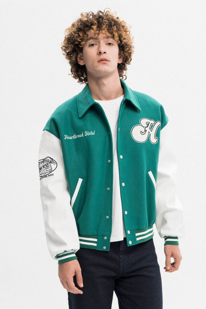 H/C Embroidered Flowers Varsity Jacket – Copping Zone