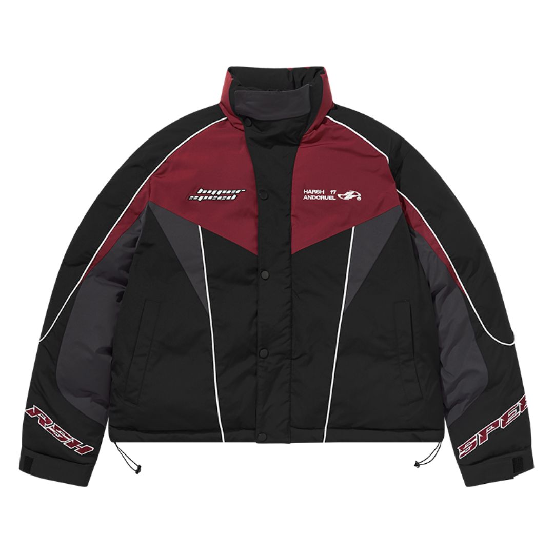 Patchwork Embroidered Racing Down Jacket