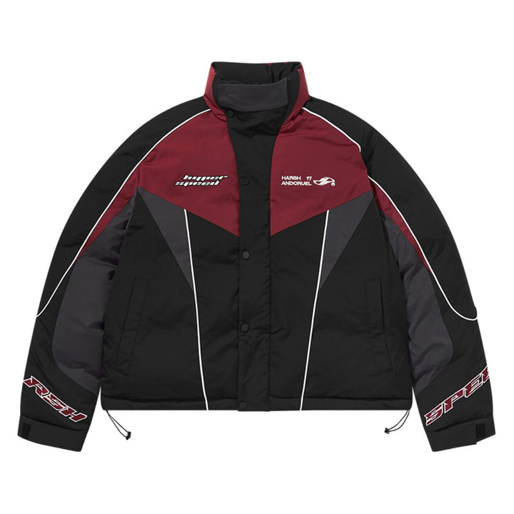 Patchwork Embroidered Racing Down Jacket