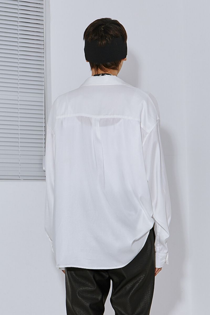 Mix7 White Print Cuban L/S Shirt