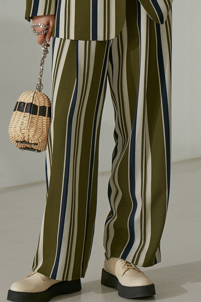 Mix7 Retro Striped Draped Trousers