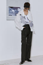 Mix7 White Print Cuban L/S Shirt
