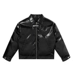 Embroidered Logo Leather Motor Jacket