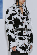Mix7 Cow Pattern Sherpa Coat