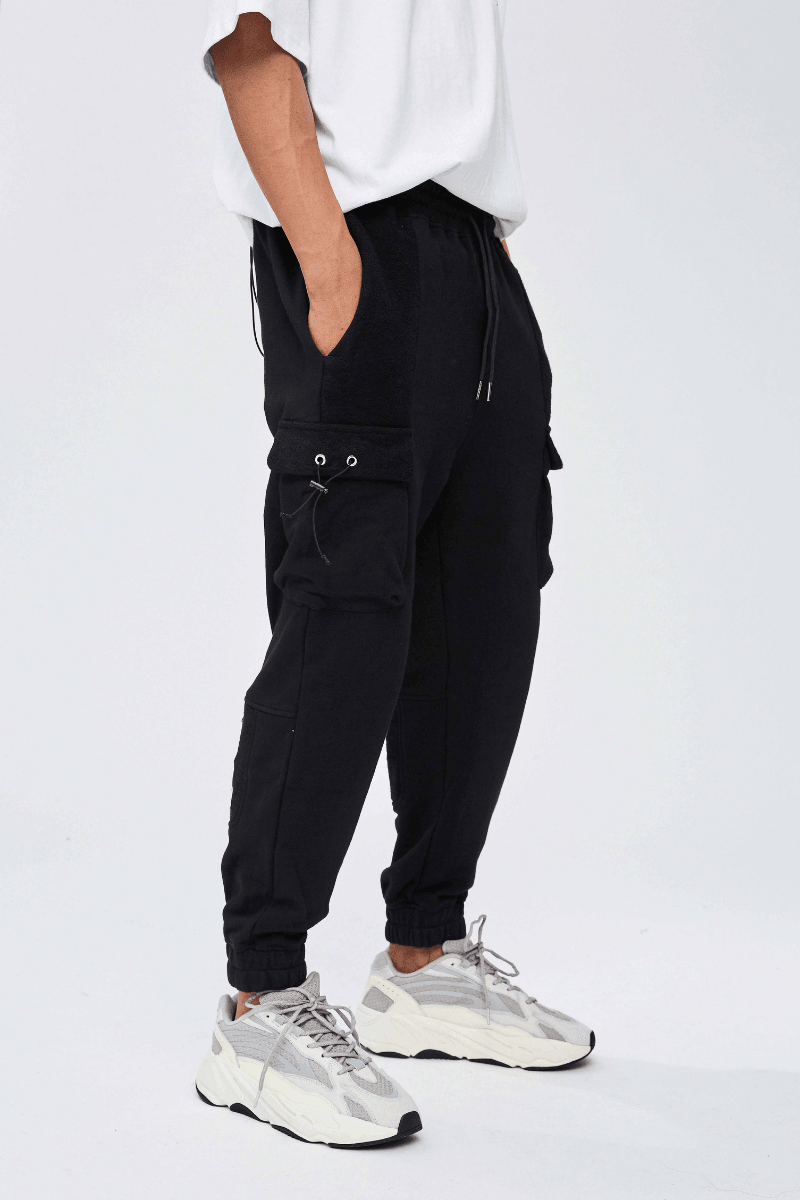 CZ Black Cargo Zipper Sweatpants