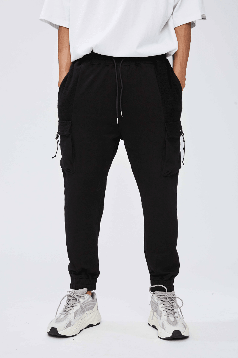 CZ Black Cargo Zipper Sweatpants